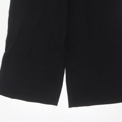 Sosandar Women's Black UK 14 Cropped Wide-Leg High Rise Trousers