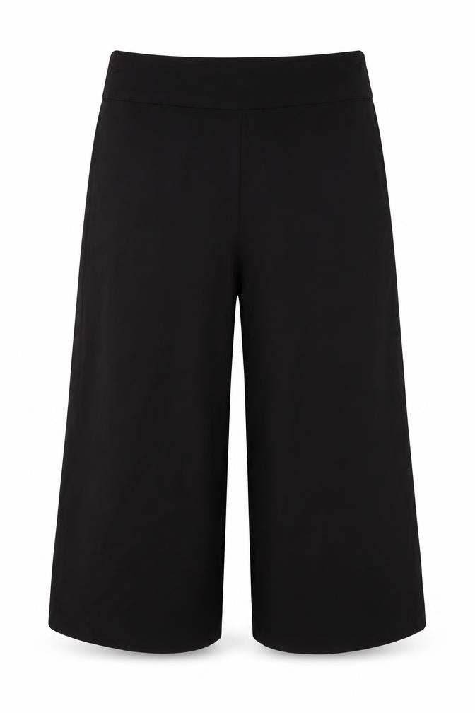 Sosandar Women's Black UK 14 Cropped Wide-Leg High Rise Trousers