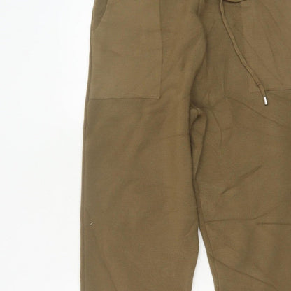 Topshop Women’s Brown Knit Jogger Trousers Size M Drawstring Pockets