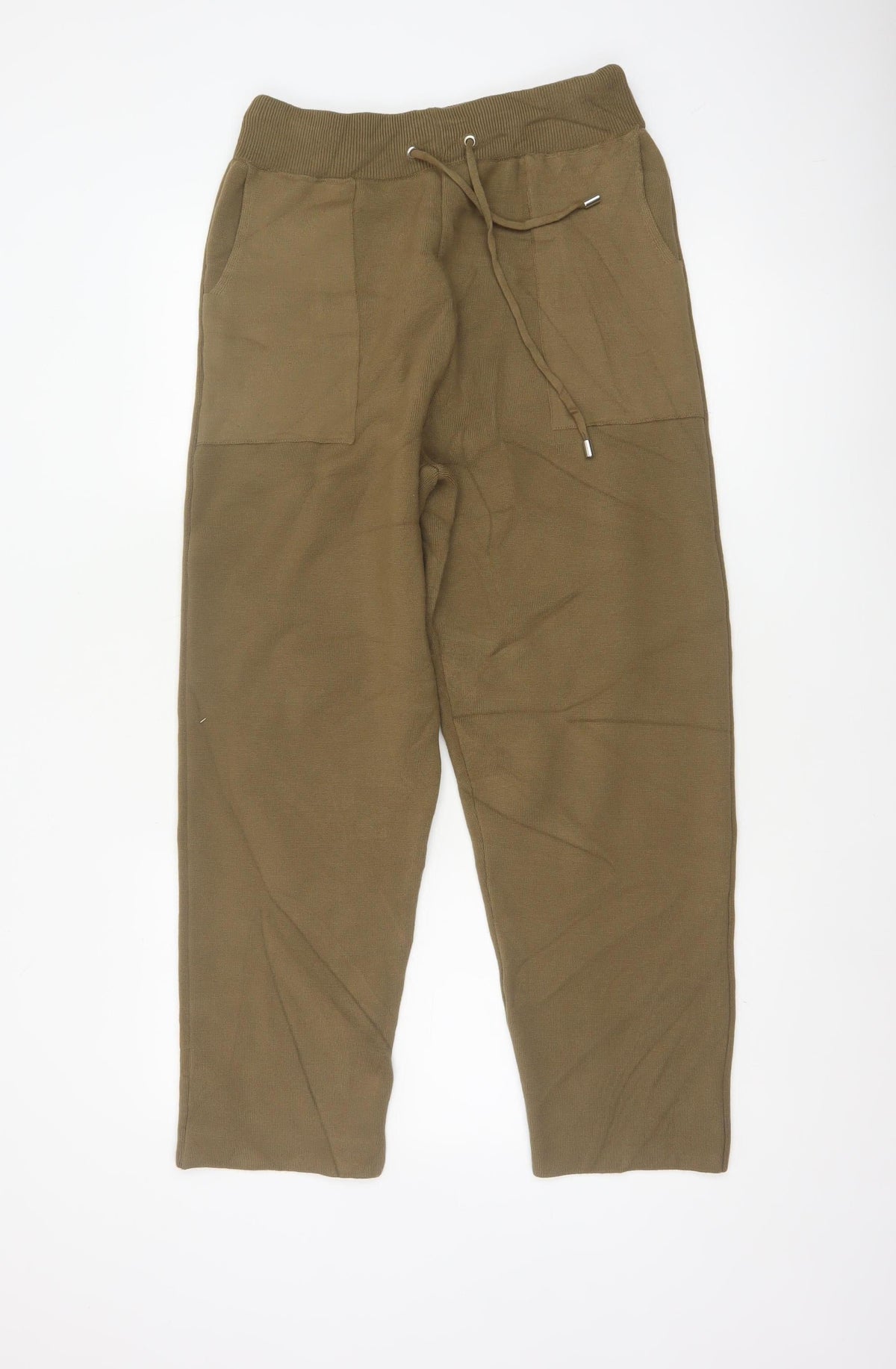 Topshop Women’s Brown Knit Jogger Trousers Size M Drawstring Pockets