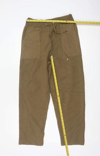 Topshop Women’s Brown Knit Jogger Trousers Size M Drawstring Pockets