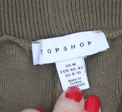 Topshop Women’s Brown Knit Jogger Trousers Size M Drawstring Pockets