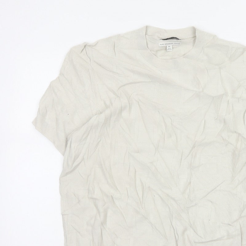 Autograph Men Ivory 2XL Short Sleeve Cotton Crew Neck Pullover Jumper