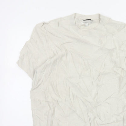 Autograph Men Ivory 2XL Short Sleeve Cotton Crew Neck Pullover Jumper