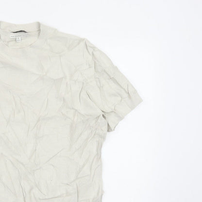 Autograph Men Ivory 2XL Short Sleeve Cotton Crew Neck Pullover Jumper