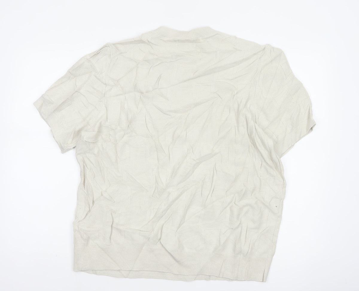 Autograph Men Ivory 2XL Short Sleeve Cotton Crew Neck Pullover Jumper