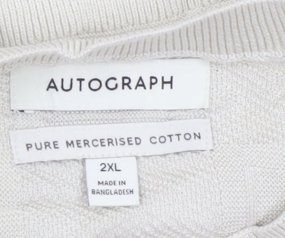 Autograph Men Ivory 2XL Short Sleeve Cotton Crew Neck Pullover Jumper