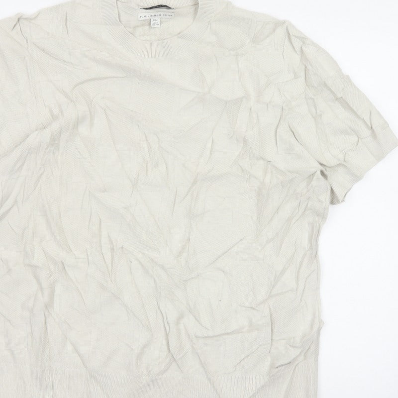 Autograph Men Ivory 2XL Short Sleeve Cotton Crew Neck Pullover Jumper