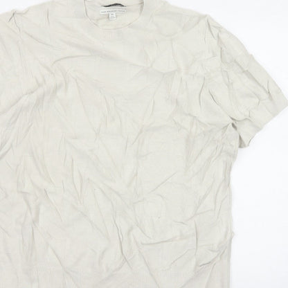 Autograph Men Ivory 2XL Short Sleeve Cotton Crew Neck Pullover Jumper