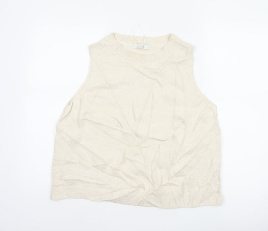 Marks & Spencer Women Ivory L Sleeveless Knit Cotton Tank Top