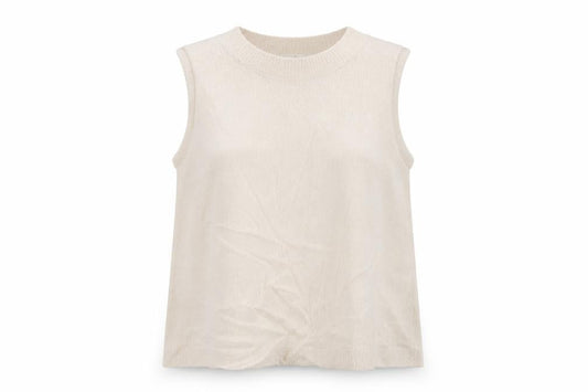 Marks & Spencer Women Ivory L Sleeveless Knit Cotton Tank Top