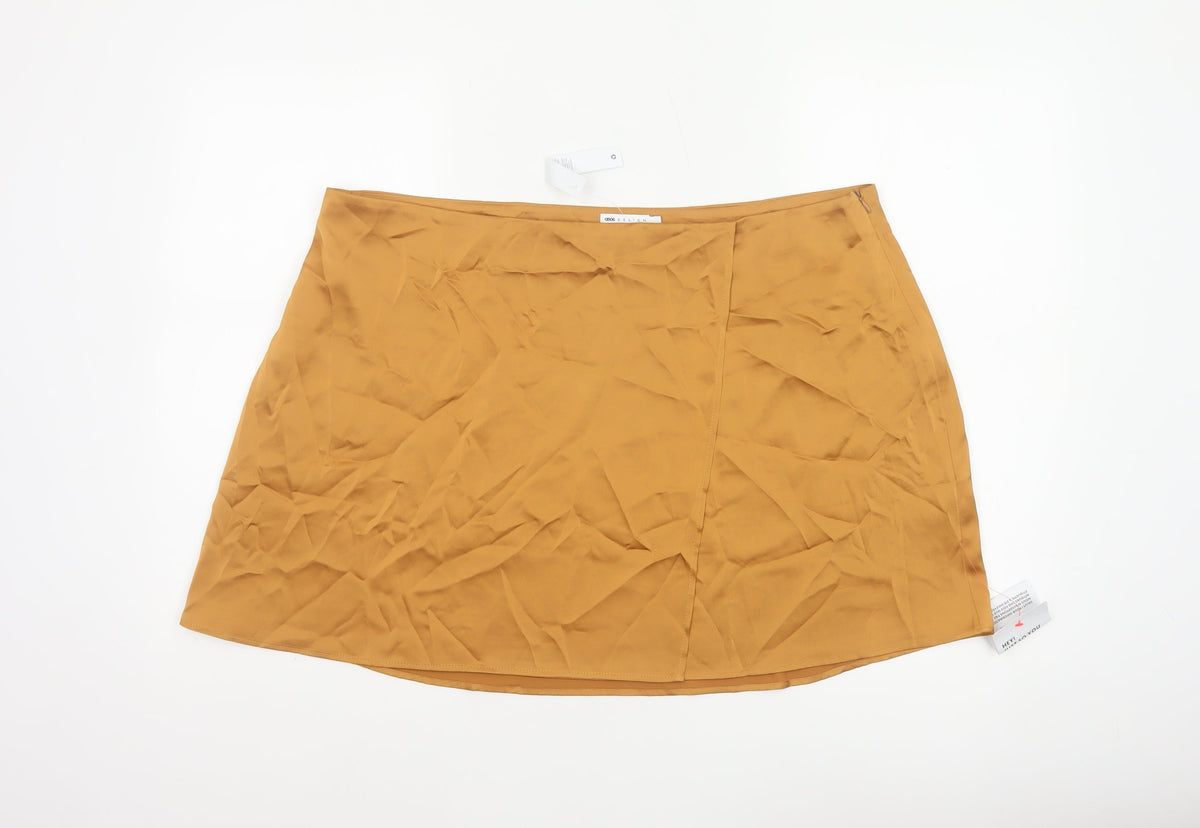 ASOS Design Women Orange UK 20 Wrap Mini Skirt High Rise