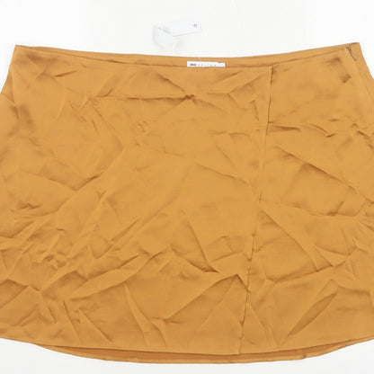 ASOS Design Women Orange UK 20 Wrap Mini Skirt High Rise