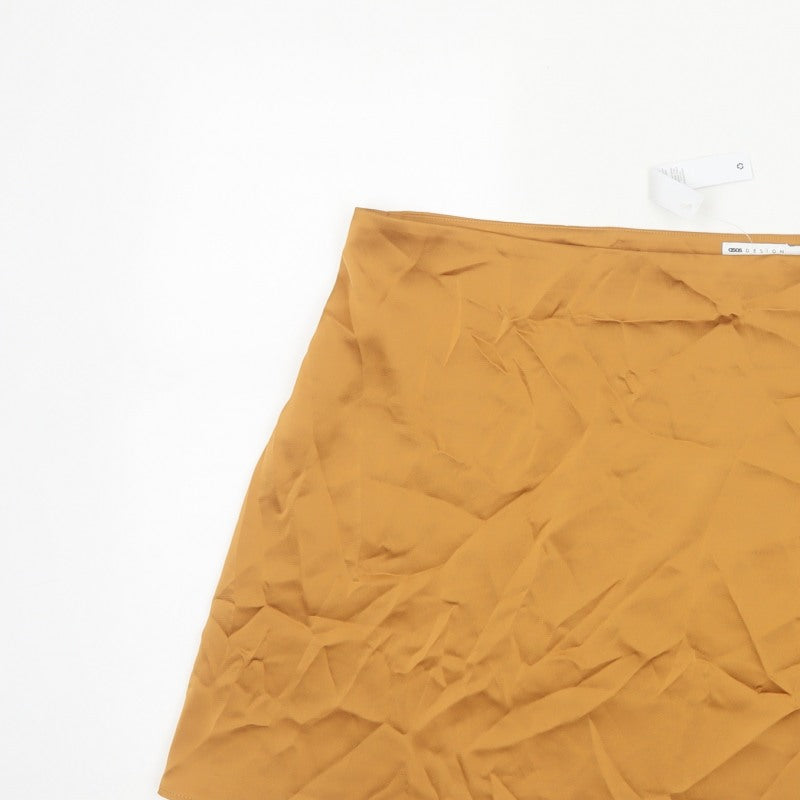 ASOS Design Women Orange UK 20 Wrap Mini Skirt High Rise