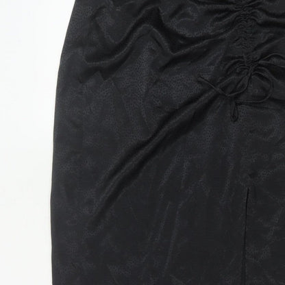 New Look Women Black UK 12 Pencil Long Ruched Slit Skirt