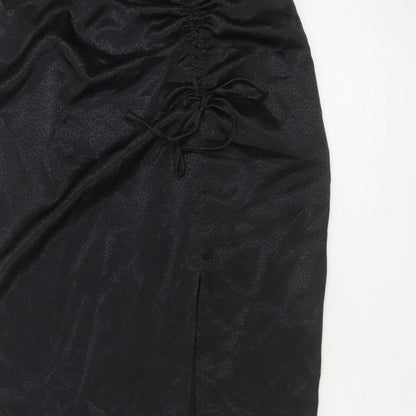New Look Women Black UK 12 Pencil Long Ruched Slit Skirt