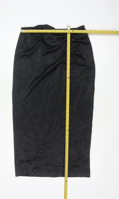 New Look Women Black UK 12 Pencil Long Ruched Slit Skirt