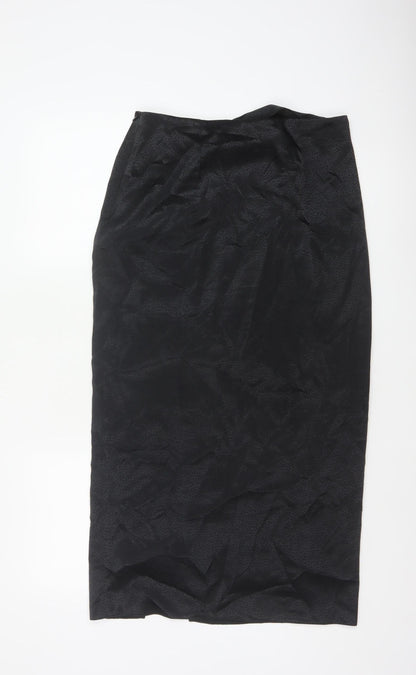 New Look Women Black UK 12 Pencil Long Ruched Slit Skirt