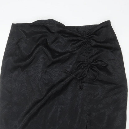New Look Women Black UK 12 Pencil Long Ruched Slit Skirt