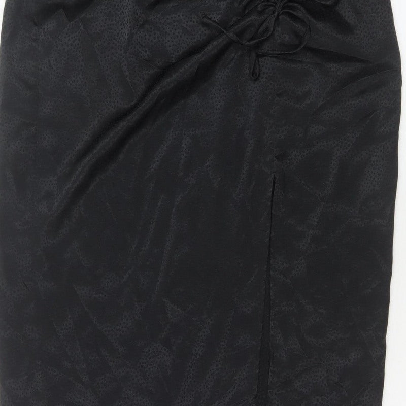 New Look Women Black UK 12 Pencil Long Ruched Slit Skirt