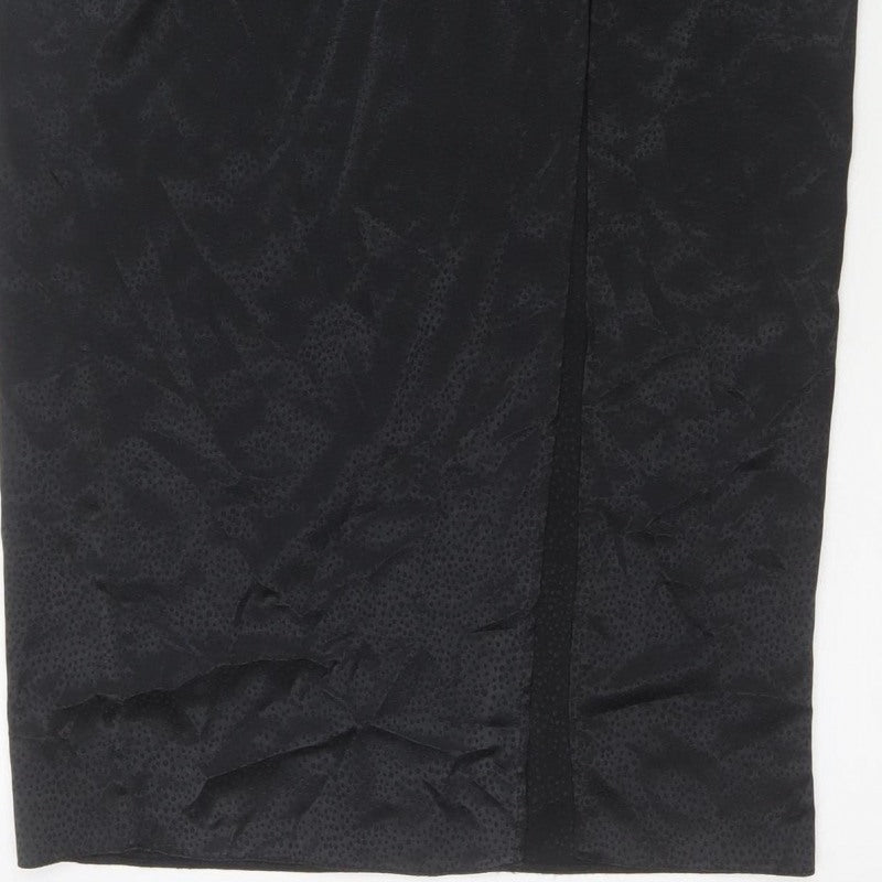 New Look Women Black UK 12 Pencil Long Ruched Slit Skirt