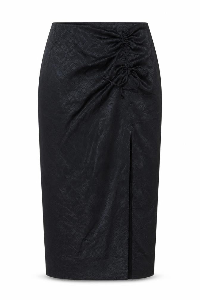 New Look Women Black UK 12 Pencil Long Ruched Slit Skirt