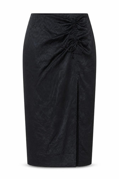 New Look Women Black UK 12 Pencil Long Ruched Slit Skirt