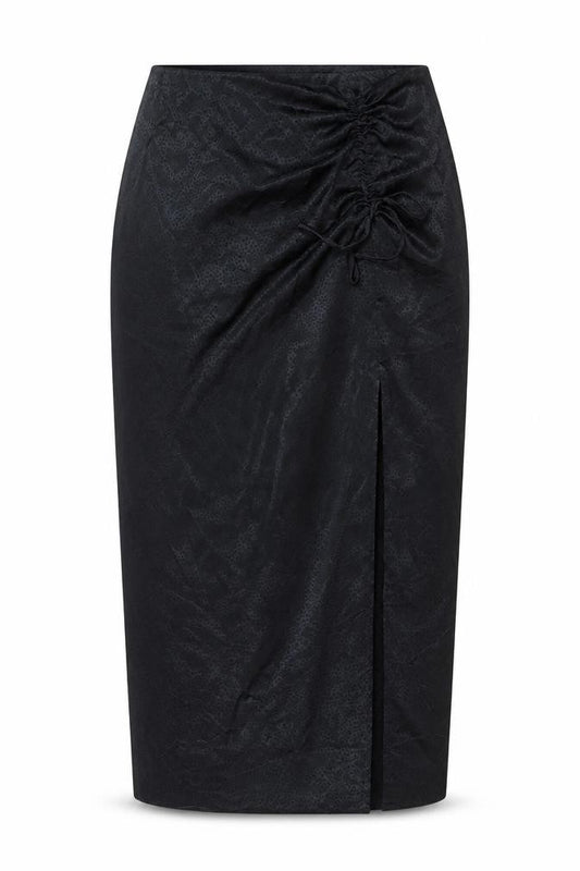 New Look Women Black UK 12 Pencil Long Ruched Slit Skirt