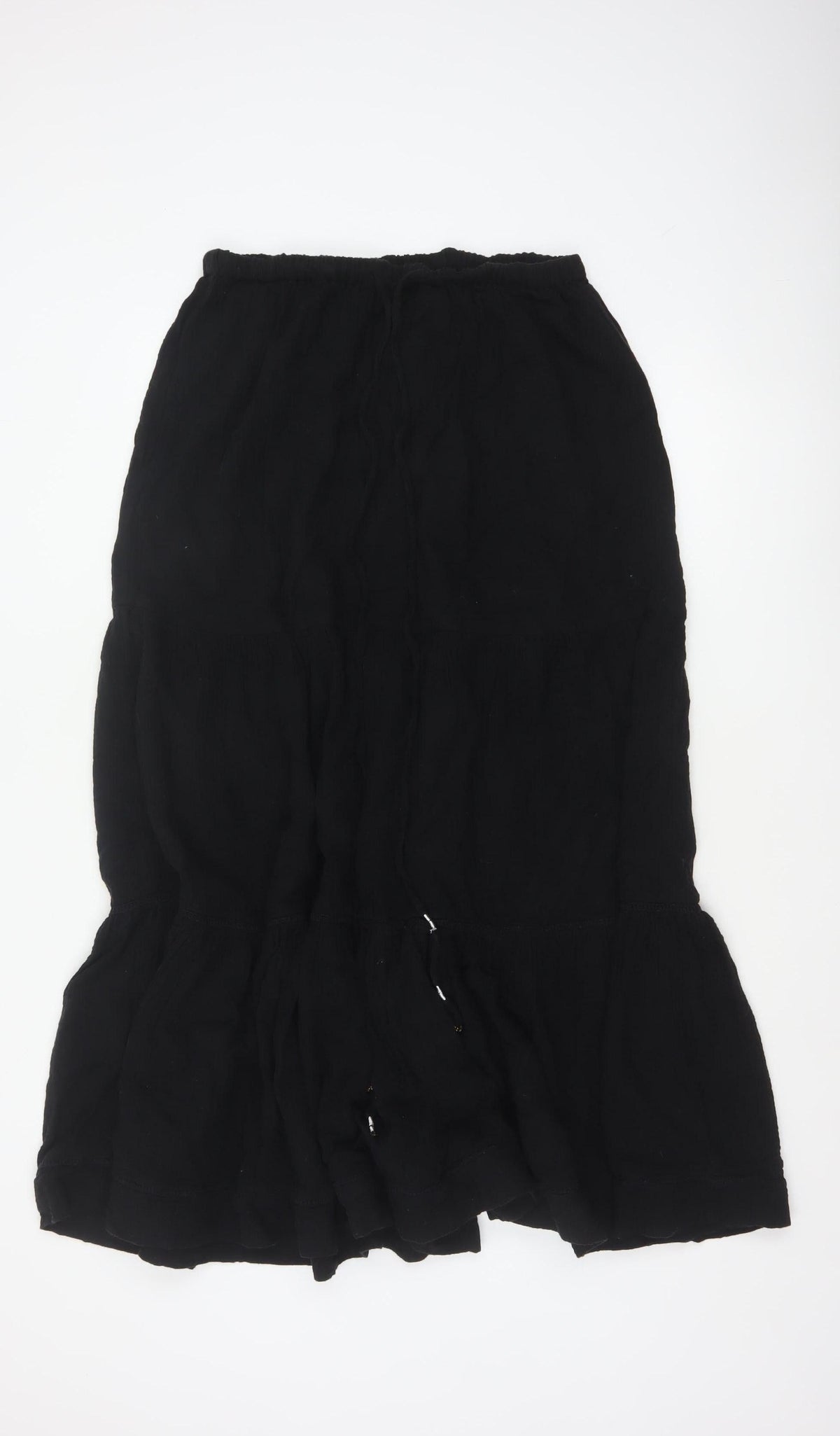 River Island Women Black UK 16 Long Peasant Tiered Cotton Skirt