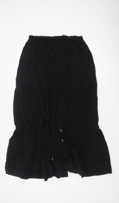 River Island Women Black UK 16 Long Peasant Tiered Cotton Skirt