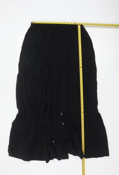 River Island Women Black UK 16 Long Peasant Tiered Cotton Skirt