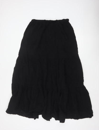 River Island Women Black UK 16 Long Peasant Tiered Cotton Skirt