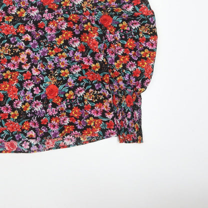 Next Women Multicoloured Floral UK 12 Puff Sleeve Cotton Blouse
