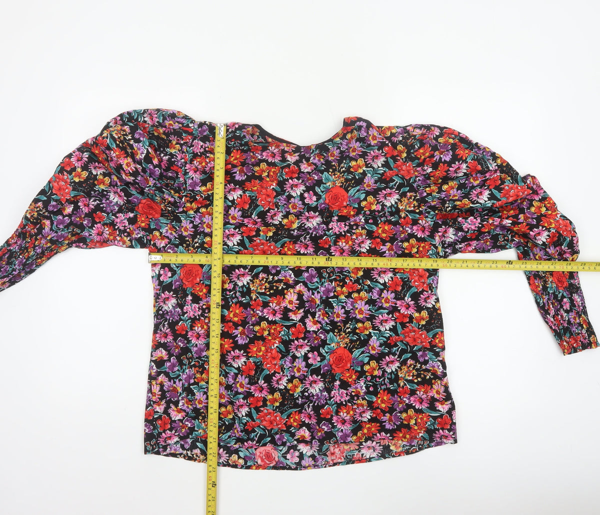 Next Women Multicoloured Floral UK 12 Puff Sleeve Cotton Blouse