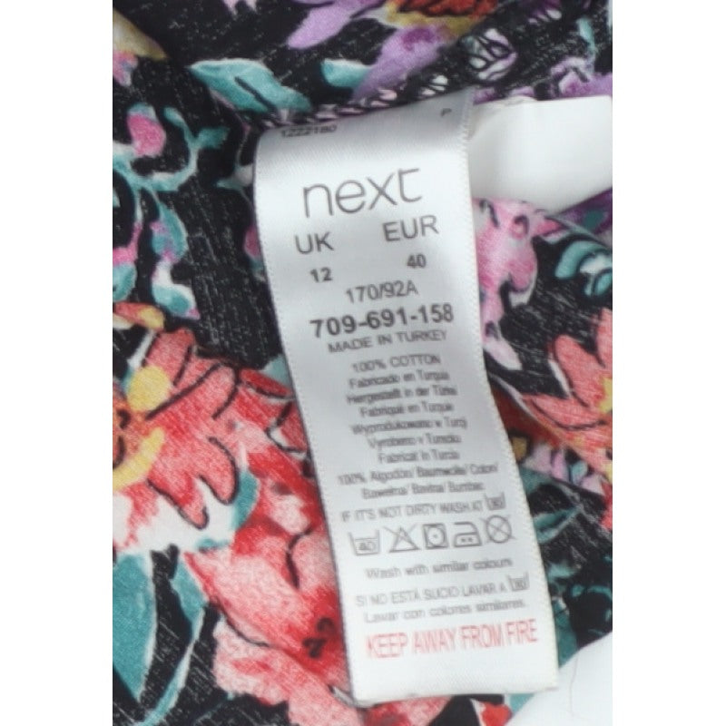 Next Women Multicoloured Floral UK 12 Puff Sleeve Cotton Blouse