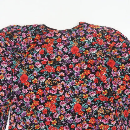 Next Women Multicoloured Floral UK 12 Puff Sleeve Cotton Blouse