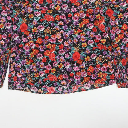 Next Women Multicoloured Floral UK 12 Puff Sleeve Cotton Blouse