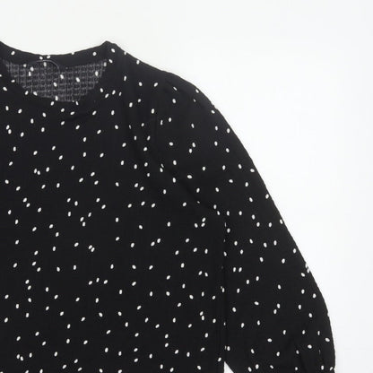 M&S Women Black Polka Dot Size 14 Balloon Sleeve Blouse