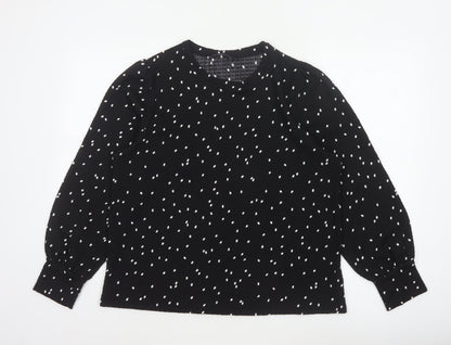 M&S Women Black Polka Dot Size 14 Balloon Sleeve Blouse