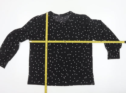M&S Women Black Polka Dot Size 14 Balloon Sleeve Blouse