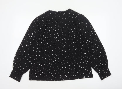 M&S Women Black Polka Dot Size 14 Balloon Sleeve Blouse