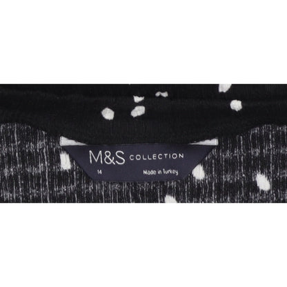 M&S Women Black Polka Dot Size 14 Balloon Sleeve Blouse