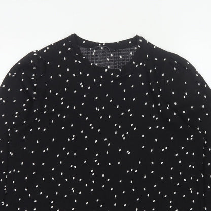 M&S Women Black Polka Dot Size 14 Balloon Sleeve Blouse