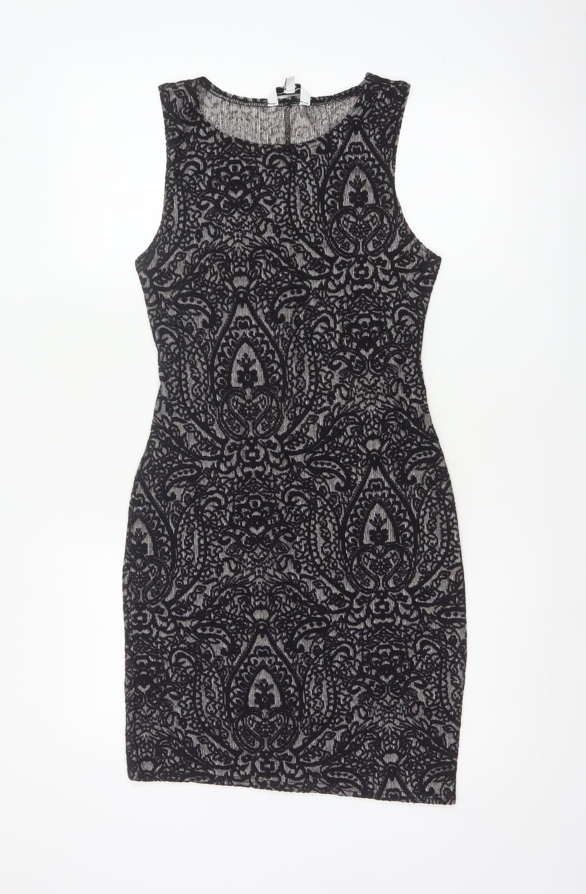 Clook Women’s Black Paisley Bodycon Sleeveless Dress UK 14