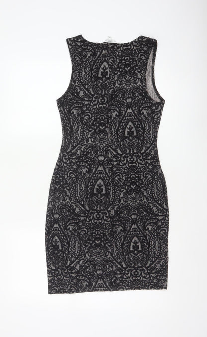 Clook Women’s Black Paisley Bodycon Sleeveless Dress UK 14