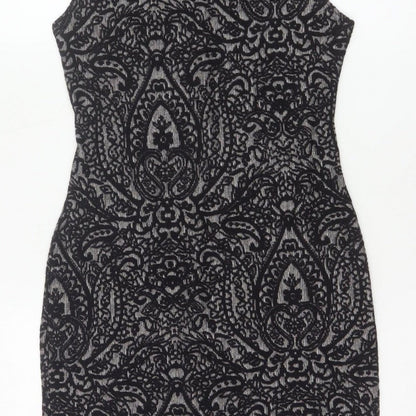 Clook Women’s Black Paisley Bodycon Sleeveless Dress UK 14