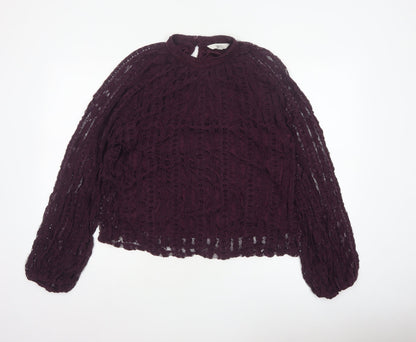 Marks and Spencer Women Purple Lace High Neck Blouse Size 18