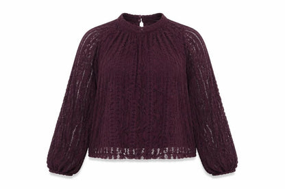Marks and Spencer Women Purple Lace High Neck Blouse Size 18