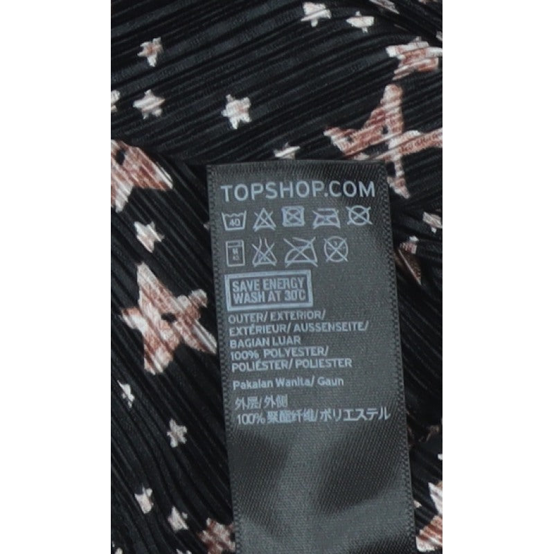 Topshop Women Black Star Print Petite UK 8 Pleated Wrap Dress
