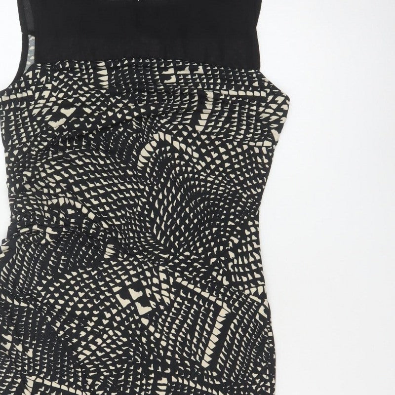 Next Women’s Black Ivory Geometric Bodycon Knee Length Dress UK 8